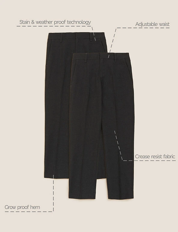 Boys' 2pk Skinny Leg School Trousers (2-18 Yrs) M&S Collection Boys' 2pk Skinny Leg School Trousers (2-18 Yrs) -Cheap School Uniform Store SD 04 T76 3644 VP X EC 90