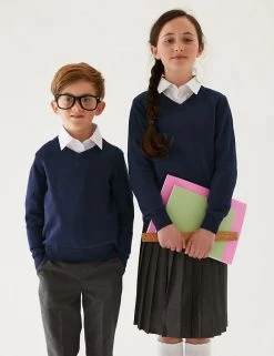 M&S Collection Jumpers 2pk Unisex Pure Cotton School Jumper (3-18 Yrs) -Cheap School Uniform Store SD 04 T76 3919 F0 X EC 0