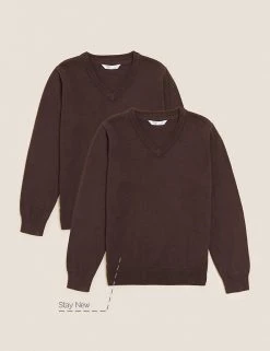 M&S Collection Jumpers 2pk Unisex Pure Cotton School Jumper (3-18 Yrs) -Cheap School Uniform Store SD 04 T76 3919 N0 X EC 90