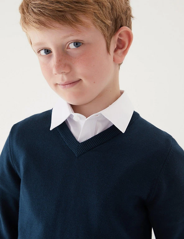 M&S Collection 2pk Unisex Slim Fit Cotton School Jumpers (3-18 Yrs) 10 M&S Collection 2pk Unisex Slim Fit Cotton School Jumpers (3-18 Yrs) - Image 9