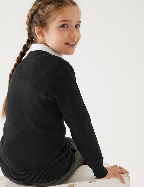 M&S Collection 2pk Unisex Slim Fit Cotton School Jumpers (3-18 Yrs) 6 M&S Collection 2pk Unisex Slim Fit Cotton School Jumpers (3-18 Yrs) - Image 5