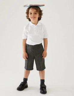 M&S Collection 2pk Boys' Easy Dressing School Shorts (3-14 Yrs)