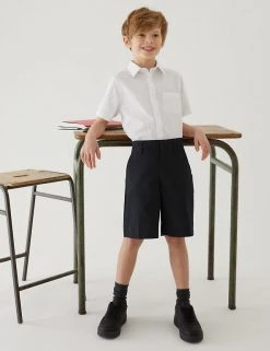 M&S Collection School 2pk Boys' Regular Leg Shorts (2-14 Yrs) -Cheap School Uniform Store SD 04 T76 4918 PK X EC 0
