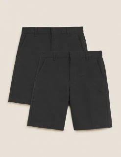M&S Collection School 2pk Boys' Regular Leg Shorts (2-14 Yrs) -Cheap School Uniform Store SD 04 T76 4918 Y0 X EC 90