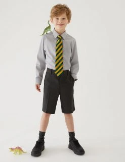 M&S Collection School 2pk Boys' Slim Leg Shorts (2-14 Yrs) -Cheap School Uniform Store SD 04 T76 4964 VP X EC 0