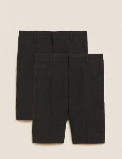 M&S Collection School 2pk Boys' Slim Leg Shorts (2-14 Yrs) -Cheap School Uniform Store SD 04 T76 4964 VP X EC 90