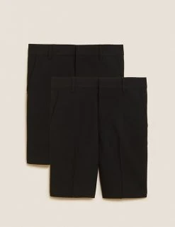 M&S Collection School 2pk Boys' Slim Leg Shorts (2-14 Yrs) -Cheap School Uniform Store SD 04 T76 4964 Y0 X EC 90