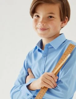M&S Collection 3pk Boys' Slim Fit Easy Iron School Shirts (2-16 Yrs) -Cheap School Uniform Store SD 04 T76 5718 E0 X EC 0