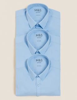 M&S Collection 3pk Boys' Slim Fit Easy Iron School Shirts (2-16 Yrs) -Cheap School Uniform Store SD 04 T76 5718 E0 X EC 7