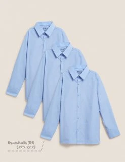 M&S Collection 3pk Boys' Slim Fit Easy Iron School Shirts (2-16 Yrs) -Cheap School Uniform Store SD 04 T76 5718 E0 X EC 90