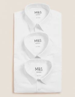 M&S Collection 3pk Boys' Slim Fit Easy Iron School Shirts (2-16 Yrs) -Cheap School Uniform Store SD 04 T76 5718 Z0 X EC 7