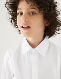 M&S Collection 3pk Boys' Longer Length Easy Iron School Shirts (4-18 Yrs) -Cheap School Uniform Store SD 04 T76 5719L Z0 X EC 1