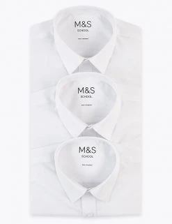 M&S Collection 3pk Boys' Longer Length Easy Iron School Shirts (4-18 Yrs) -Cheap School Uniform Store SD 04 T76 5719L Z0 X EC 5