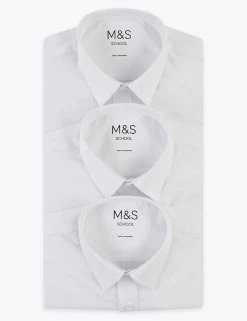 M&S Collection 3pk Boys' Longer Length Easy Iron School Shirts (4-18 Yrs) -Cheap School Uniform Store SD 04 T76 5719L Z0 X EC 9