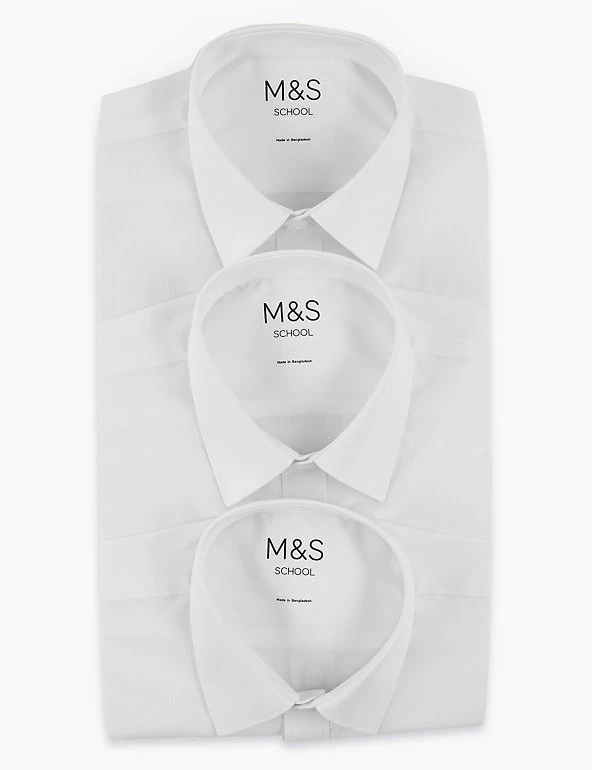 3pk Boys' Plus Fit Easy Iron School Shirts (4-18 Yrs) M&S Collection 3pk Boys' Plus Fit Easy Iron School Shirts (4-18 Yrs) -Cheap School Uniform Store SD 04 T76 5719P Z0 X EC 9
