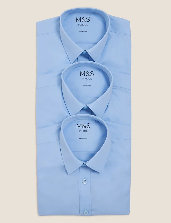 3pk Boys' Easy Iron School Shirts (2-16 Yrs) M&S Collection 3pk Boys' Easy Iron School Shirts (2-16 Yrs) -Cheap School Uniform Store SD 04 T76 5719 E0 X EC 7