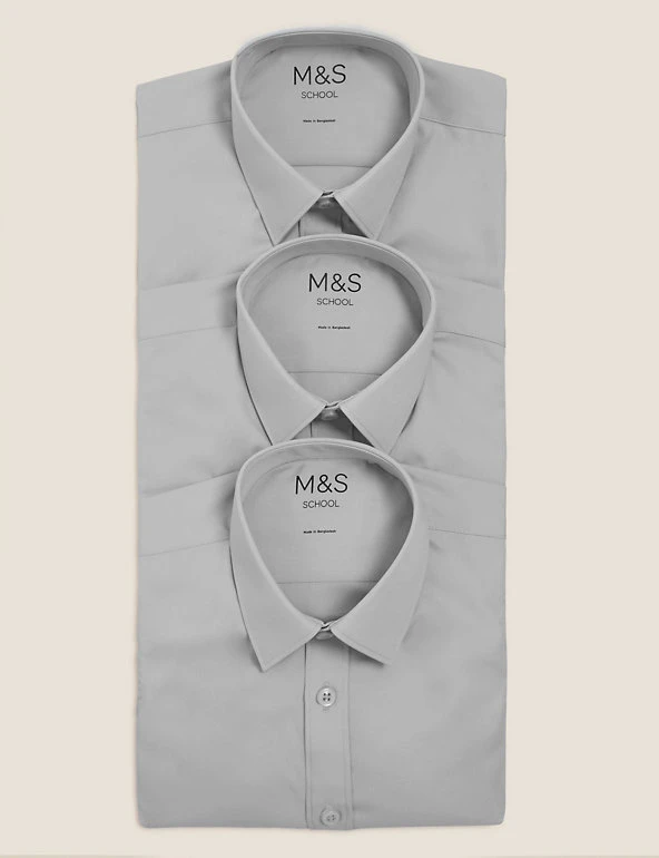 3pk Boys' Easy Iron School Shirts (2-16 Yrs) M&S Collection 3pk Boys' Easy Iron School Shirts (2-16 Yrs) -Cheap School Uniform Store SD 04 T76 5719 T0 X EC 7