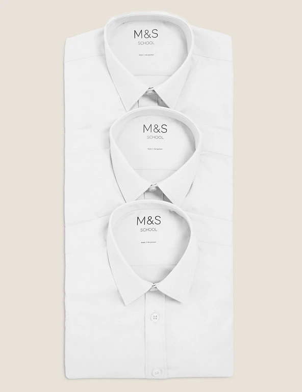 3pk Boys' Easy Iron School Shirts (2-16 Yrs) M&S Collection 3pk Boys' Easy Iron School Shirts (2-16 Yrs) -Cheap School Uniform Store SD 04 T76 5719 Z0 X EC 7