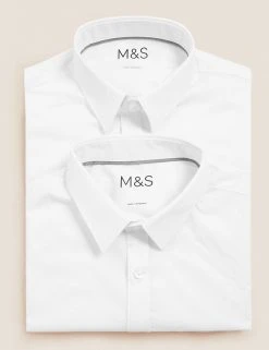 M&S Collection Boys' 2pk Slim Fit Stretch School Shirts (2-16 Yrs) 7 M&S Collection Boys' 2pk Slim Fit Stretch School Shirts (2-16 Yrs) -Cheap School Uniform Store SD 04 T76 5753 Z0 X EC 7