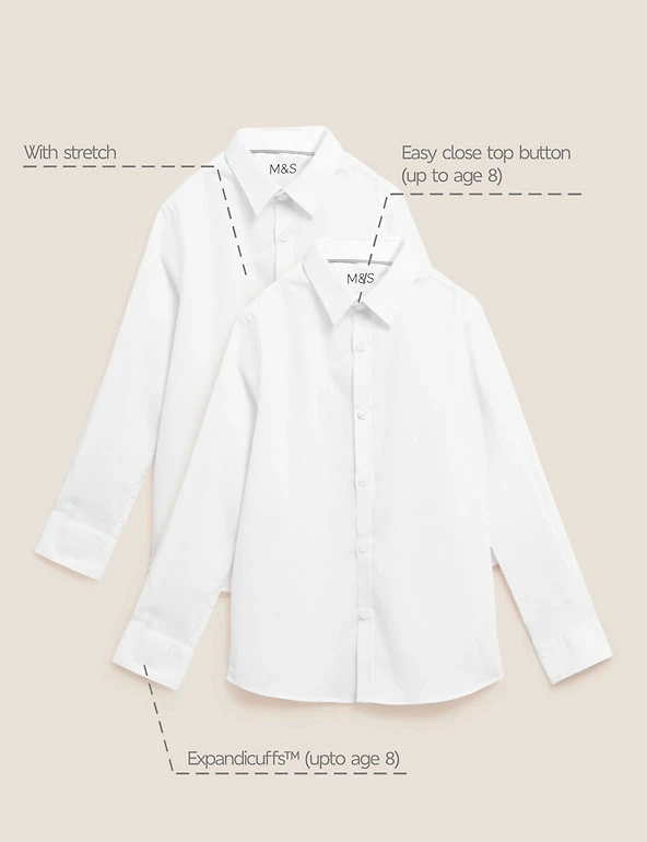 Boys' 2pk Slim Fit Stretch School Shirts (2-16 Yrs) M&S Collection Boys' 2pk Slim Fit Stretch School Shirts (2-16 Yrs) -Cheap School Uniform Store SD 04 T76 5753 Z0 X EC 90