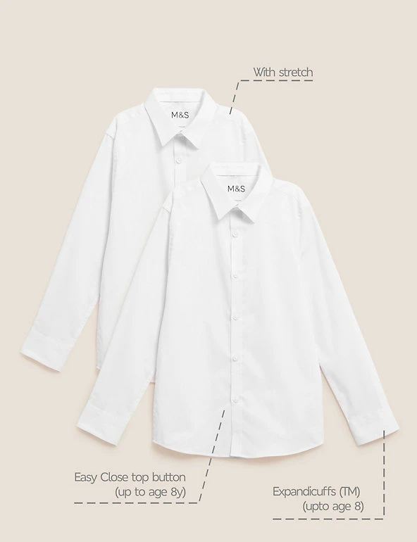 Boys' 2pk Skinny Fit Stretch School Shirts (2-16 Yrs) M&S Collection Boys' 2pk Skinny Fit Stretch School Shirts (2-16 Yrs) -Cheap School Uniform Store SD 04 T76 5754 Z0 X EC 90