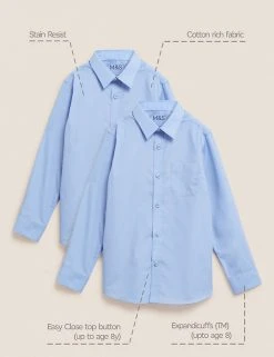 M&S Collection 2pk Boys' Non-Iron School Shirts (2-18 Yrs) -Cheap School Uniform Store SD 04 T76 5768 E0 X EC 90