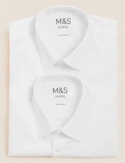 M&S Collection 2pk Boys' Non-Iron School Shirts (2-18 Yrs) -Cheap School Uniform Store SD 04 T76 5768 Z0 X EC 7