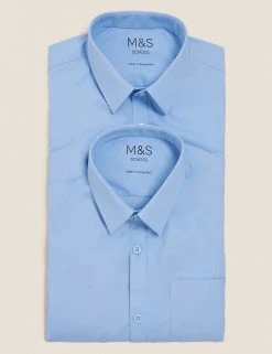 M&S Collection 2pk Boys' Slim Fit Non-Iron School Shirts (2-18 Yrs) 12 M&S Collection 2pk Boys' Slim Fit Non-Iron School Shirts (2-18 Yrs) -Cheap School Uniform Store SD 04 T76 5769 E0 X EC 7