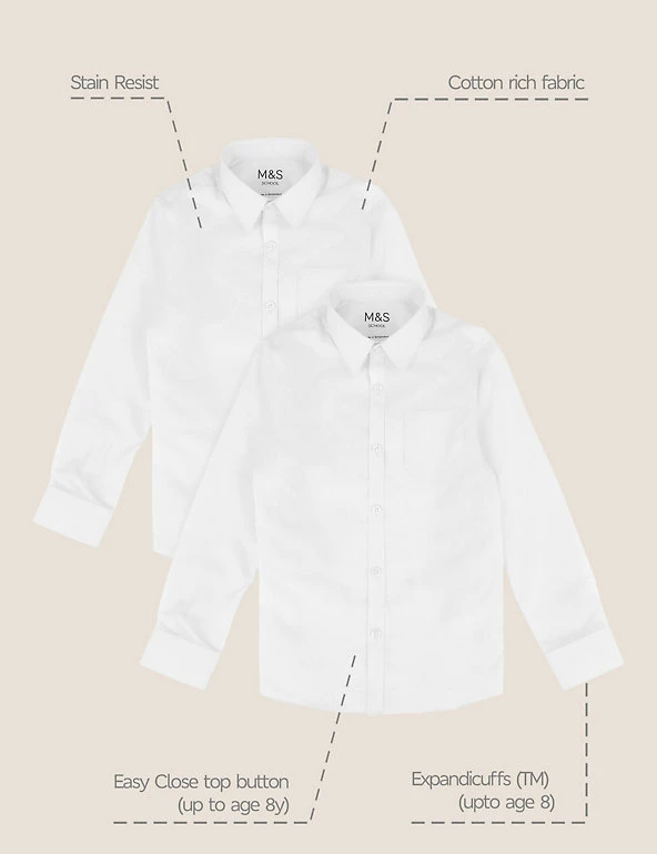 2pk Boys' Slim Fit Non-Iron School Shirts (2-18 Yrs) M&S Collection 2pk Boys' Slim Fit Non-Iron School Shirts (2-18 Yrs) -Cheap School Uniform Store SD 04 T76 5769 Z0 X EC 90