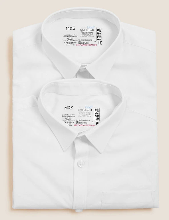 2pk Boys' Cotton Slim Fit School Shirts (2-18 Yrs) M&S Collection 2pk Boys' Cotton Slim Fit School Shirts (2-18 Yrs) -Cheap School Uniform Store SD 04 T76 5778S Z0 X EC 7