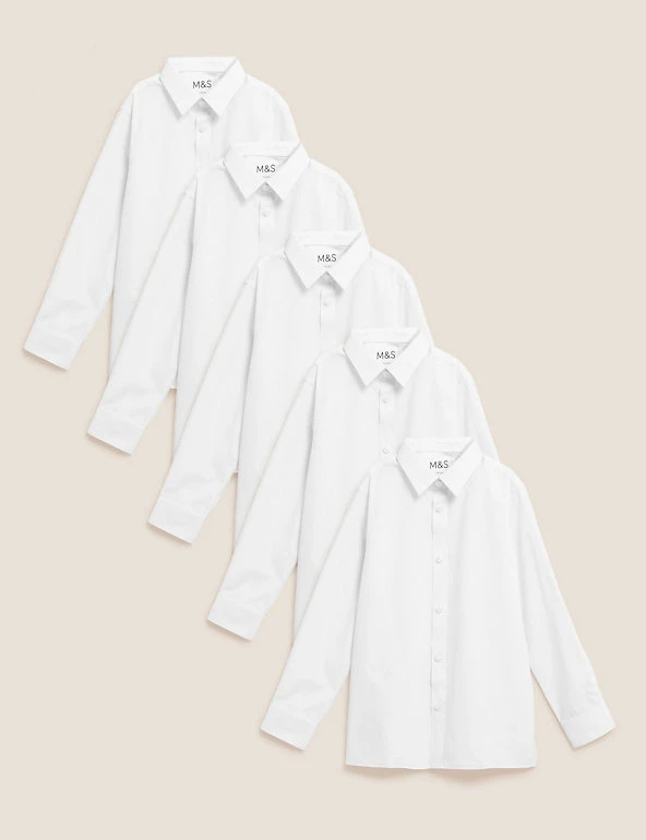 M&S Collection Boys' 5pk Regular Fit Easy To Iron School Shirts (2-18 Yrs) 4 M&S Collection Boys' 5pk Regular Fit Easy To Iron School Shirts (2-18 Yrs) - Image 2