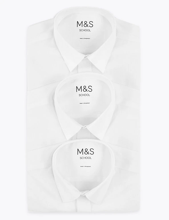 3pk Boys' Longer Length Easy Iron School Shirts (4-18 Yrs) M&S Collection 3pk Boys' Longer Length Easy Iron School Shirts (4-18 Yrs) -Cheap School Uniform Store SD 04 T76 5812L Z0 X EC 7