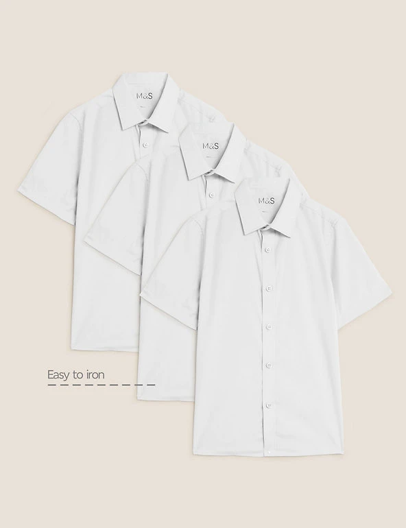 3pk Boys' Longer Length Easy Iron School Shirts (4-18 Yrs) M&S Collection 3pk Boys' Longer Length Easy Iron School Shirts (4-18 Yrs) -Cheap School Uniform Store SD 04 T76 5812L Z0 X EC 90