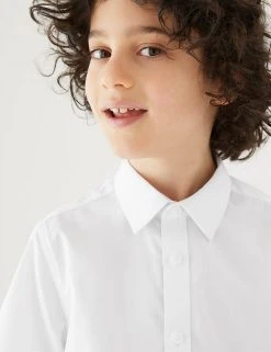 M&S Collection 3pk Boys' Plus Fit Easy Iron School Shirts (4-18 Yrs) -Cheap School Uniform Store SD 04 T76 5812P Z0 X EC 1