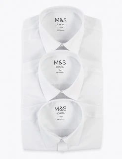 M&S Collection 3pk Boys' Plus Fit Easy Iron School Shirts (4-18 Yrs) -Cheap School Uniform Store SD 04 T76 5812P Z0 X EC 9