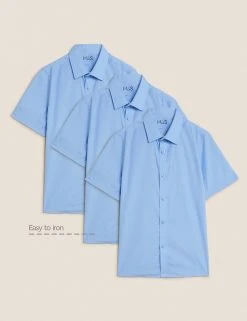 M&S Collection 3pk Boys' Easy Iron School Shirts (2-16 Yrs) -Cheap School Uniform Store SD 04 T76 5812 E0 X EC 90