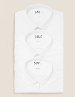 M&S Collection 3pk Boys' Easy Iron School Shirts (2-16 Yrs) -Cheap School Uniform Store SD 04 T76 5812 Z0 X EC 7