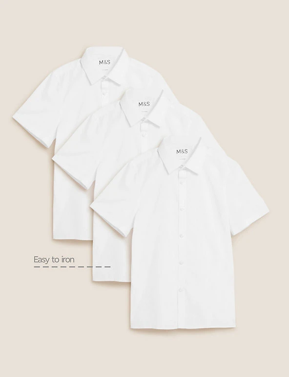 3pk Boys' Slim Easy Iron School Shirts (2-16 Yrs) M&S Collection 3pk Boys' Slim Easy Iron School Shirts (2-16 Yrs) -Cheap School Uniform Store SD 04 T76 5813 Z0 X EC 90