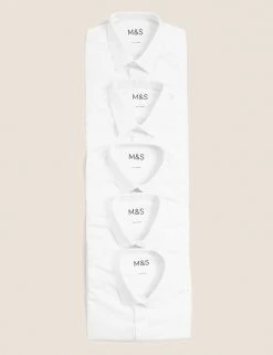 M&S Collection Boys' 5pk Regular Fit Easy To Iron School Shirts (2-18 Yrs) -Cheap School Uniform Store SD 04 T76 5814 Z0 X EC 7