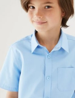 M&S Collection 2pk Boys' Non-Iron School Shirts (2-18 Yrs) -Cheap School Uniform Store SD 04 T76 5871 E0 X EC 1