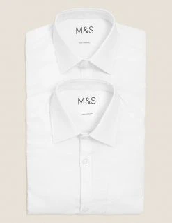 M&S Collection 2pk Boys' Non-Iron School Shirts (2-18 Yrs) -Cheap School Uniform Store SD 04 T76 5871 Z0 X EC 7