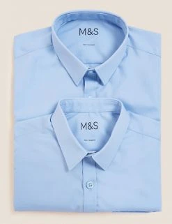 M&S Collection 2pk Boys' Slim Fit Non-Iron School Shirts (2-18 Yrs) 13 M&S Collection 2pk Boys' Slim Fit Non-Iron School Shirts (2-18 Yrs) -Cheap School Uniform Store SD 04 T76 5883 E0 X EC 7