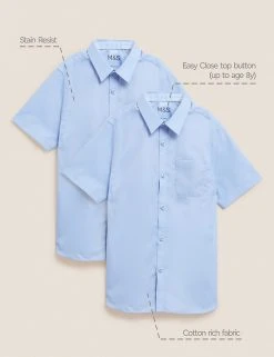 M&S Collection 2pk Boys' Slim Fit Non-Iron School Shirts (2-18 Yrs) 9 M&S Collection 2pk Boys' Slim Fit Non-Iron School Shirts (2-18 Yrs) -Cheap School Uniform Store SD 04 T76 5883 E0 X EC 90