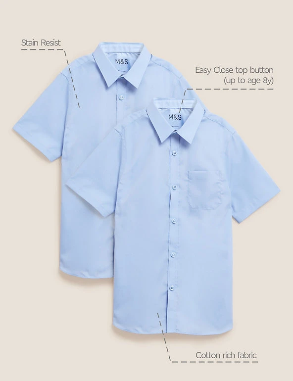 2pk Boys' Slim Fit Non-Iron School Shirts (2-18 Yrs) M&S Collection 2pk Boys' Slim Fit Non-Iron School Shirts (2-18 Yrs) -Cheap School Uniform Store SD 04 T76 5883 E0 X EC 90