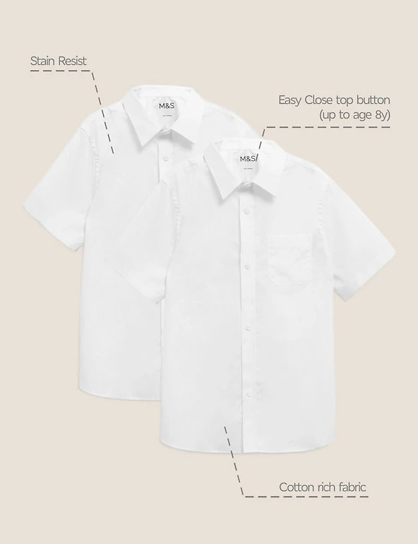 2pk Boys' Slim Fit Non-Iron School Shirts (2-18 Yrs) M&S Collection 2pk Boys' Slim Fit Non-Iron School Shirts (2-18 Yrs) -Cheap School Uniform Store SD 04 T76 5883 Z0 X EC 90