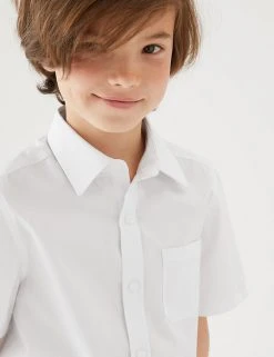 M&S Collection 2pk Boys' Cotton Regular Fit School Shirts (2-18 Yrs) -Cheap School Uniform Store SD 04 T76 5888S Z0 X EC 1