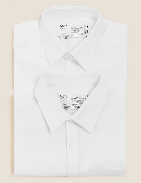 2pk Boys' Cotton Slim Fit School Shirts (2-18 Yrs) M&S Collection 2pk Boys' Cotton Slim Fit School Shirts (2-18 Yrs) -Cheap School Uniform Store SD 04 T76 5889S Z0 X EC 7