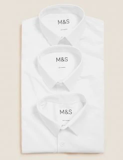 M&S Collection 3pk Boys' Easy Dressing Easy Iron School Shirts (3-18 Yrs) -Cheap School Uniform Store SD 04 T76 5892 Z0 X EC 7
