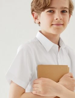 M&S Collection Boys' 2pk Slim Fit Stretch School Shirts (2-18 Yrs) -Cheap School Uniform Store SD 04 T76 5893 Z0 X EC 1