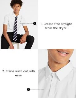 M&S Collection Boys' 2pk Slim Fit Stretch School Shirts (2-18 Yrs) -Cheap School Uniform Store SD 04 T76 5893 Z0 X EC 6